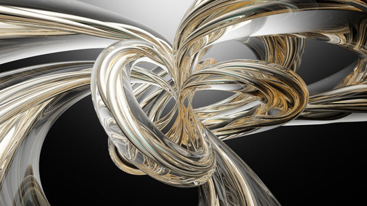 a computer generated image of gold and silver lines