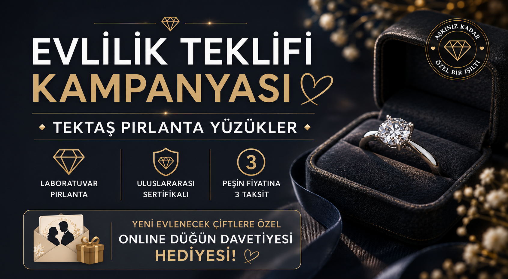 Evlilik Teklifi Kampanyası Tektaş Pırlanta Yüzükler
