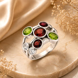 4.05 Karat Pırlanta Garnet ve Peridot Yüzük