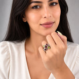 4.05 Karat Pırlanta Garnet ve Peridot Yüzük