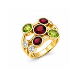 4.05 Karat Pırlanta Garnet ve Peridot Yüzük