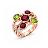 4.05 Karat Pırlanta Garnet ve Peridot Yüzük