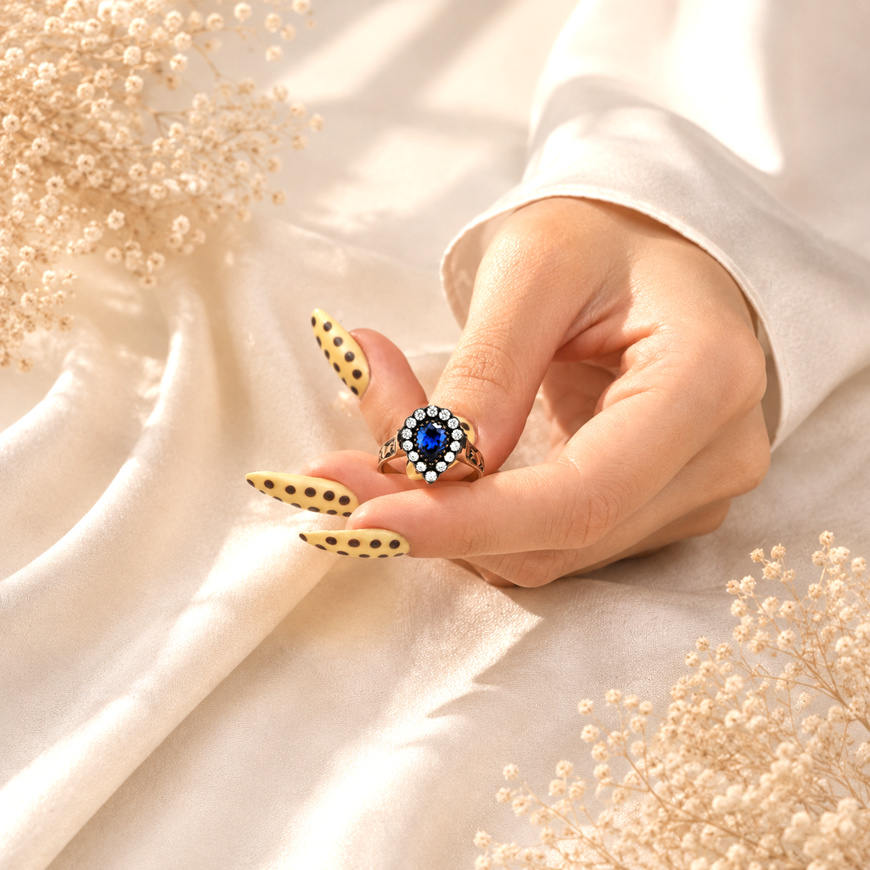 1.13 Karat Pırlanta Safir Yüzük