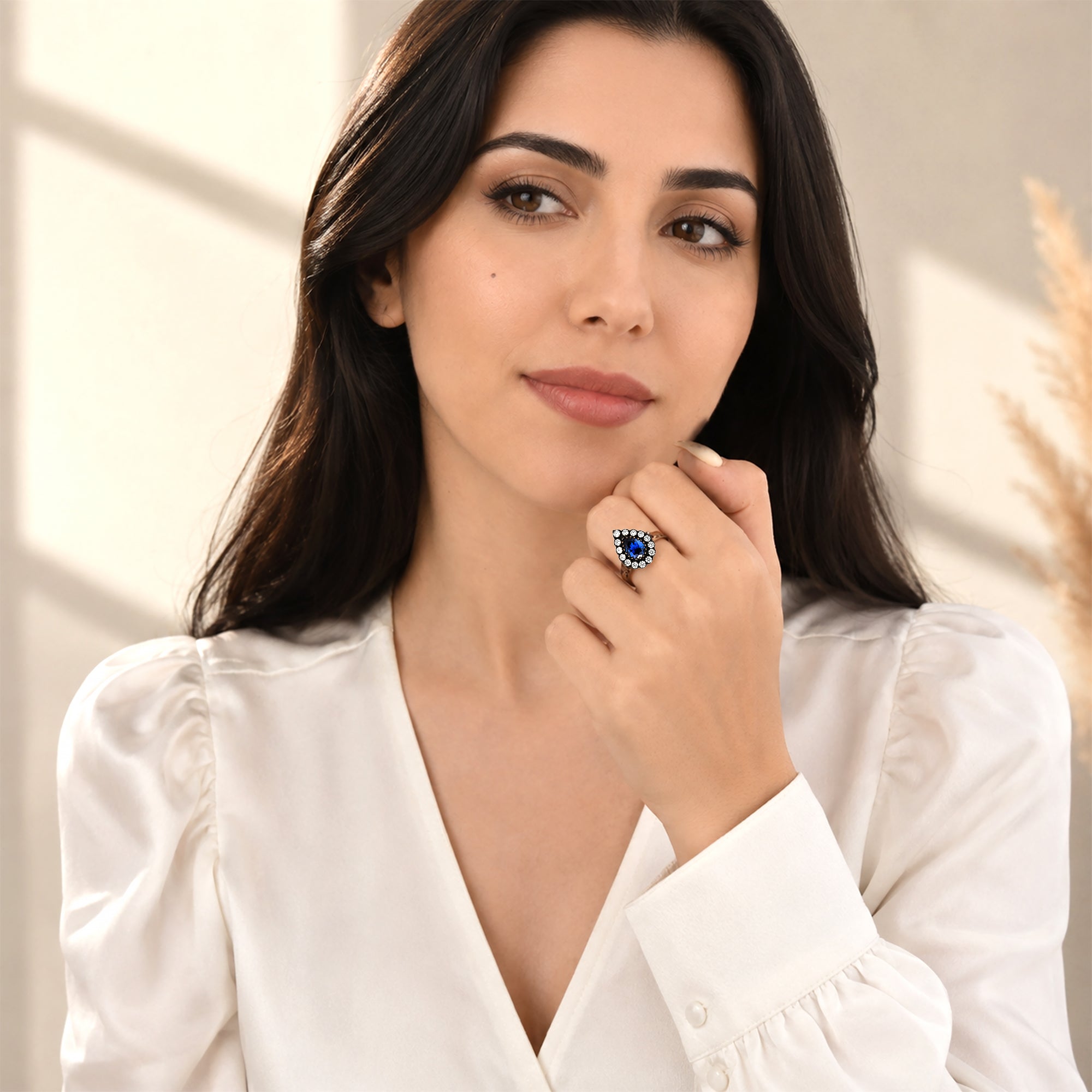1.13 Karat Pırlanta Safir Yüzük