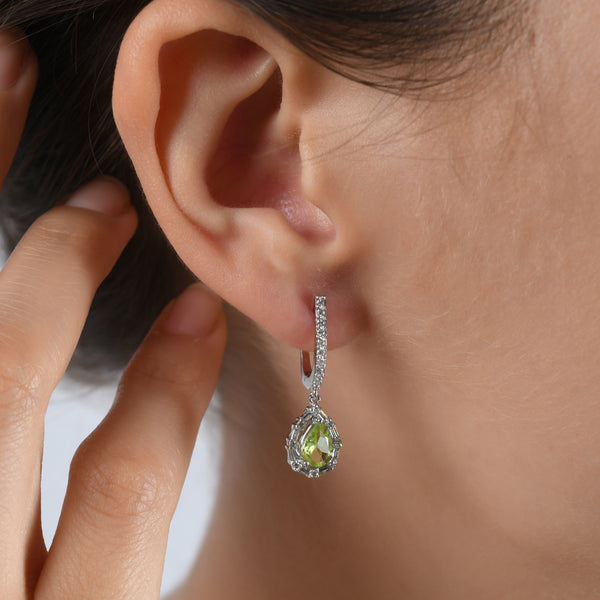 1.59 Karat Pırlanta Peridot Küpe