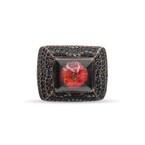 1.90 Karat Safir & 1.81 Karat Blue Topaz Taşlı 24 Ayar Altın Kaplama Yüzük