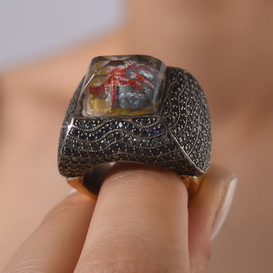 6.00 Karat Siyah Pırlanta Safir Yüzük, Deniz Yıldızı Motifli Modelleri ve Fiyatları 2025 - Lial Diamond - Göz Kamaştıran Zarafet