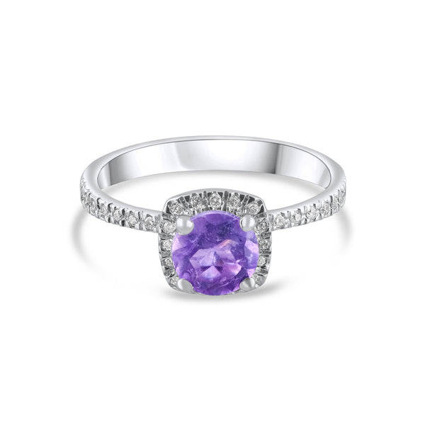 0.84 Karat Pırlanta Ametist Yüzük