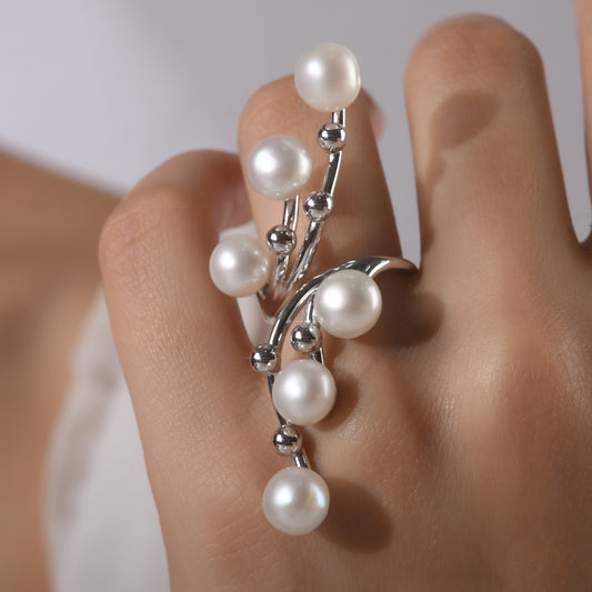 0.19 Karat Pırlanta İnci Yüzük