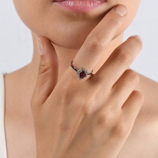 0.86 Karat Pırlanta Rhodolite Yüzük