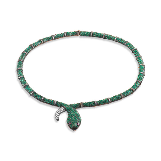 28.42 Karat Pırlanta ve Zümrüt Taşlı Yılan Gerdanlık Modelleri ve Fiyatları 2025 - Lial Diamond - Göz Kamaştıran Zarafet