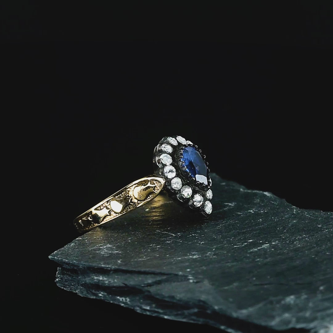 1.13 Karat Pırlanta Safir Yüzük