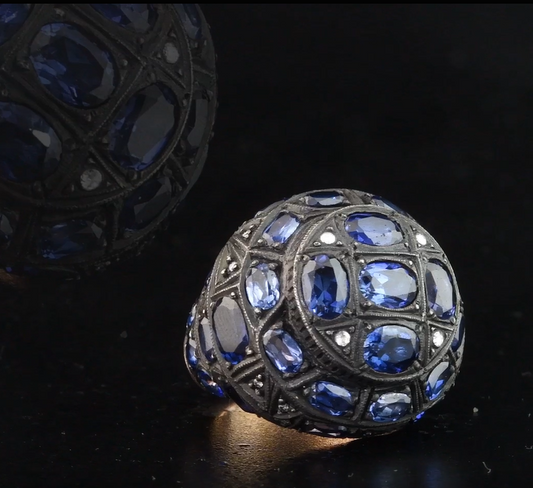 7.10 Karat Pırlanta Safir Yüzük