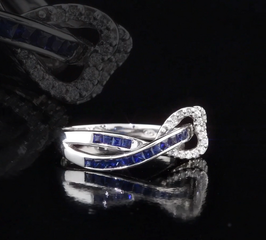 0.61 Karat Pırlanta Safir Yüzük