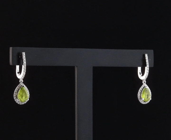 2.14 Karat Pırlanta Peridot Küpe