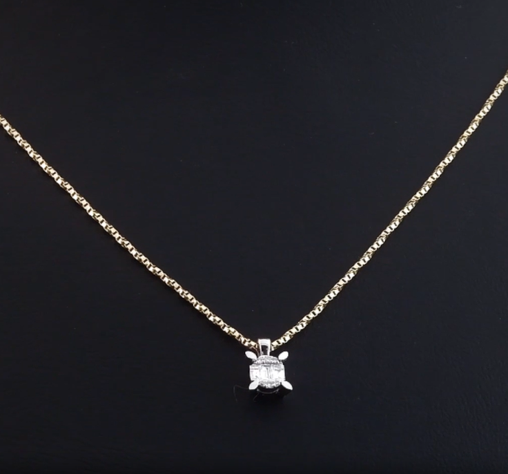 0.11 Karat Baget Pırlanta Kolye