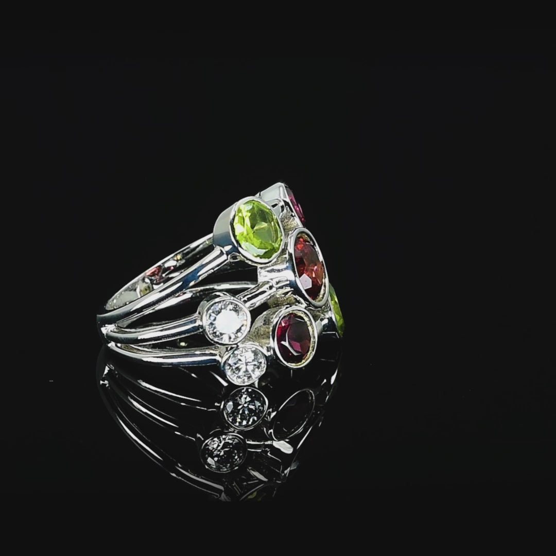4.05 Karat Pırlanta Garnet ve Peridot Yüzük