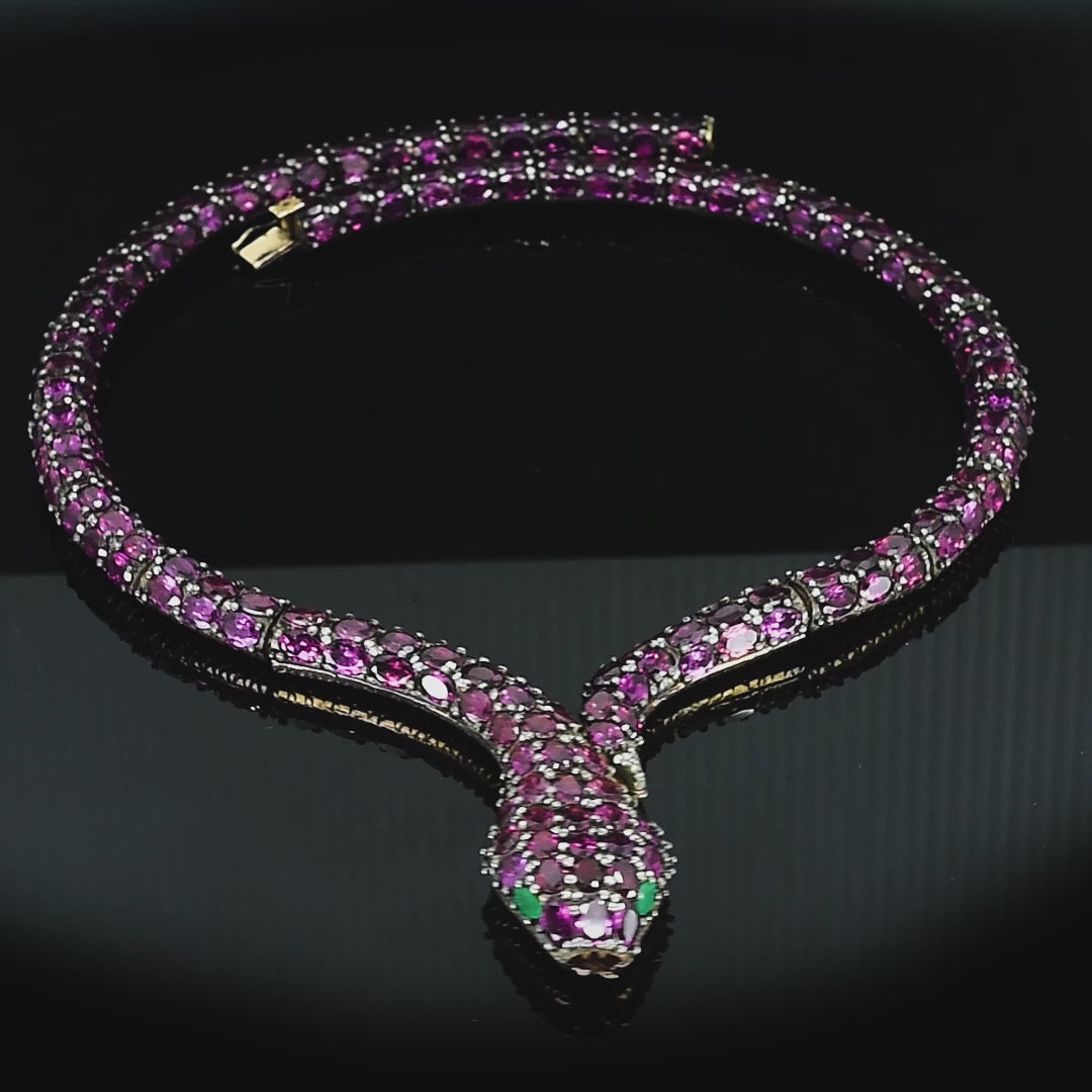 155.25 Karat Pırlanta ve Rhodolite Taşlı Yılan Gerdanlık